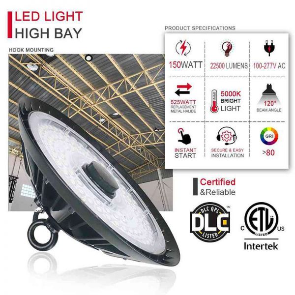 150w Ufo High Bay Led Lights Etl Dlc Certification Hook Mount1