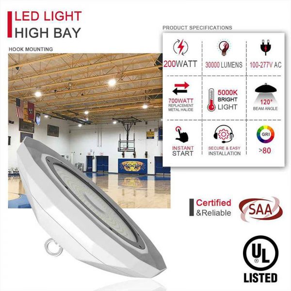 200 Watt Led Ufo High Bay 5000k For Fooof Processing Factory Use9