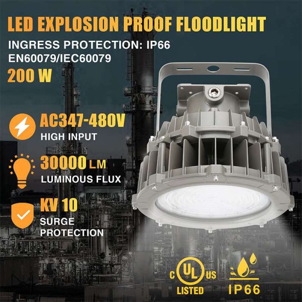 200w Led Explosion Proof Light Fixture 31500 Lumens Ac347 480v 5000k Ip66 C1d2 Etl Ul Listed3