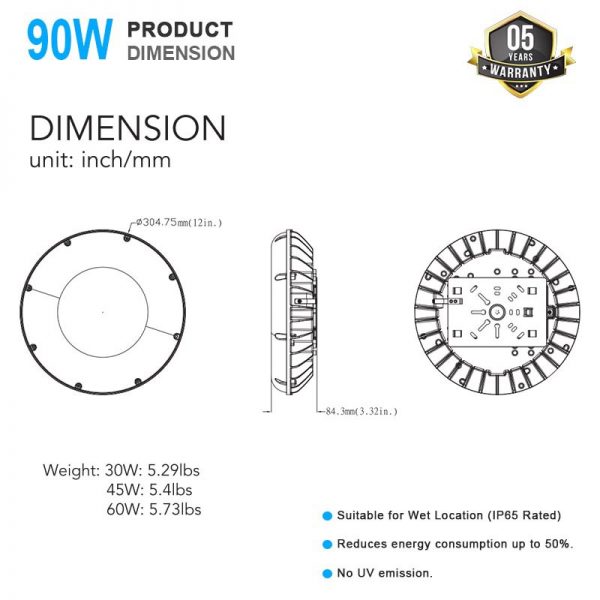 Canopy Lights 90w 5000k 130lmw 120 277vac With Dlc Listed8