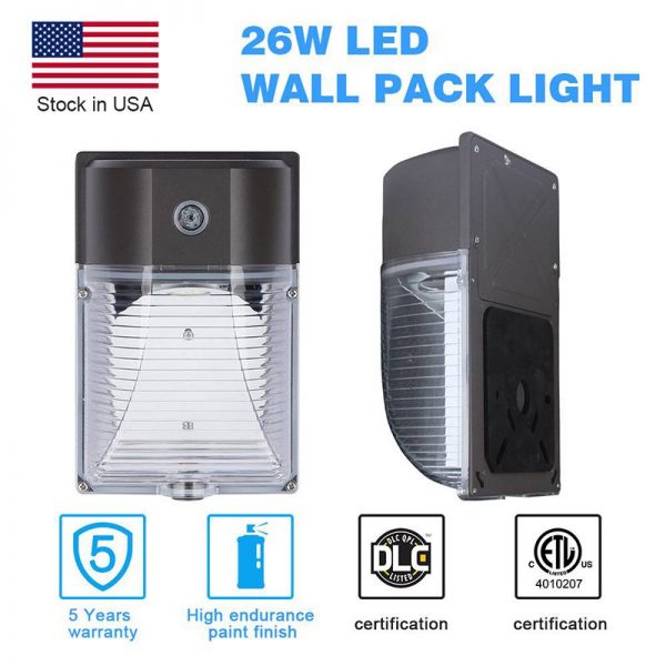 Led Wall Pack Lights 26w Ip65 5000k With 3,120lm For Building Lighting