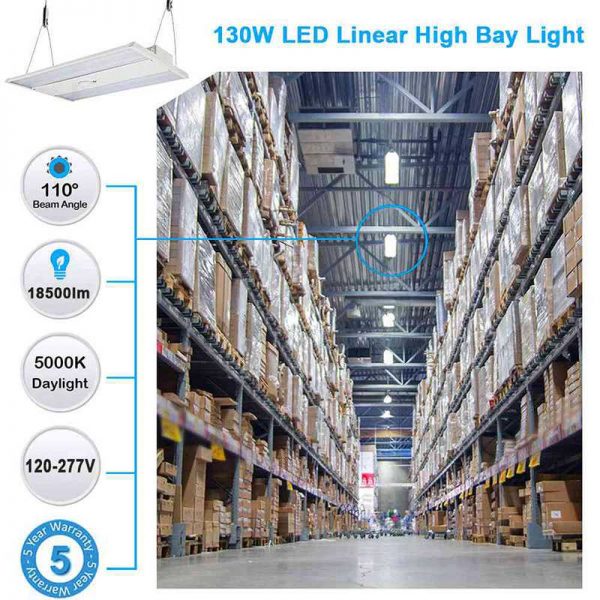 Linear High Bay Led 130w 5000k With 120 277vac 18,500lm For Supermarket