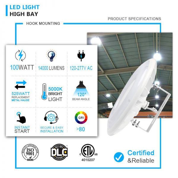 Ufo High Bay Shop Lights 100w 14000lm 347 480vac 5 Years1