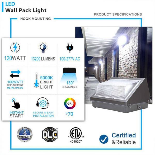 Wall Pack Led Light Fixtures 120w With Brown Finish For Outdoor Sidewalks7