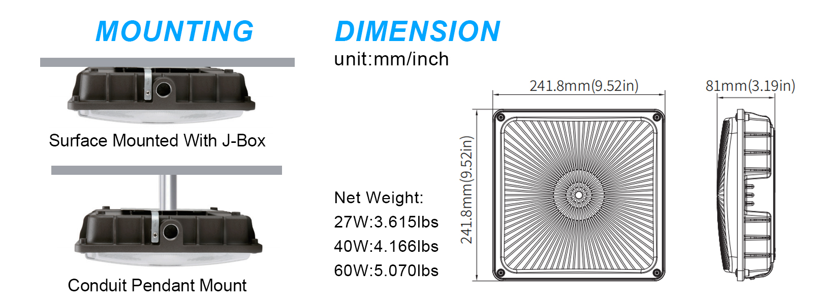 Gas Station Lights 40w 60w 120 277vac For Commercial Building (2)