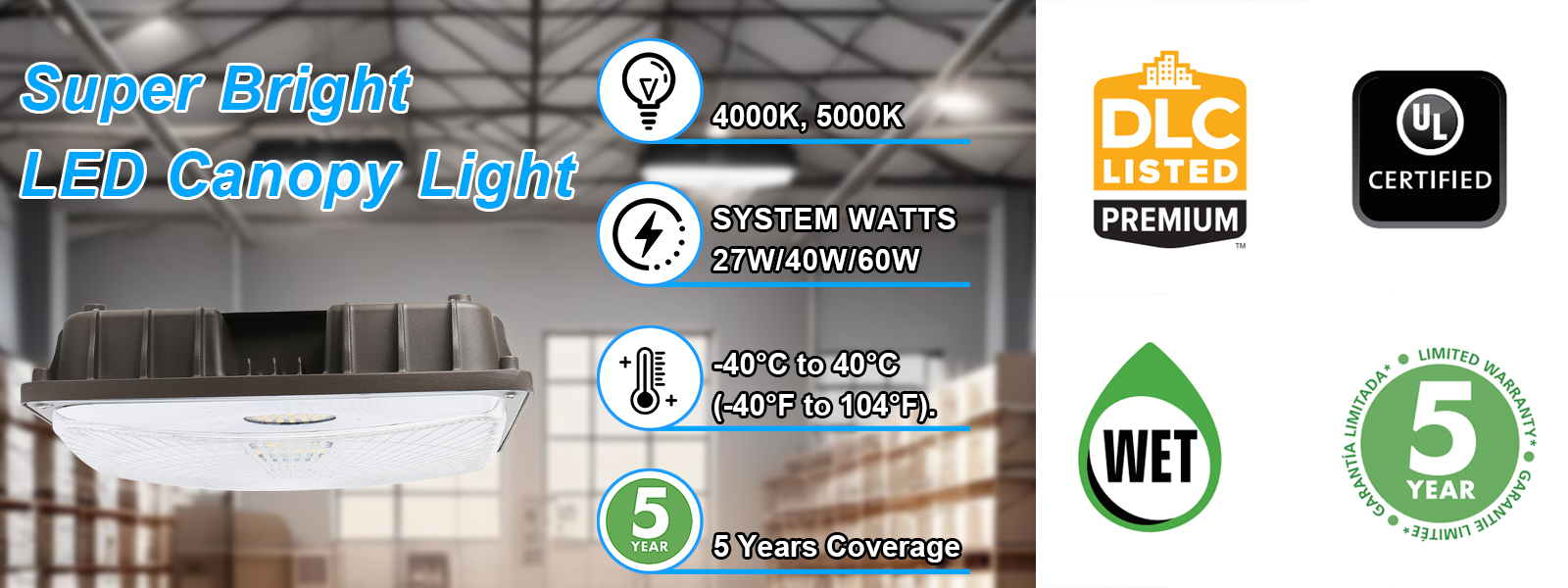 Gas Station Lights 40w 60w 120 277vac For Commercial Building (3)