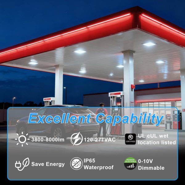 Gas Station Lights 40w 60w 120 277vac For Commercial Building (4)