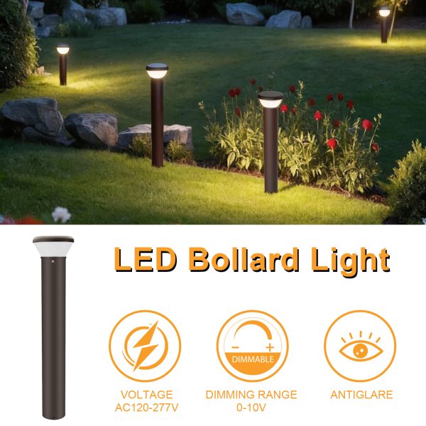 Led Bollard Lights 16w 26w Wattage And Cct Adjustable 3000k4000k5000k For Backyard (1)
