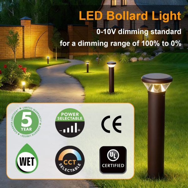 Led Bollard Lights 16w 26w Wattage And Cct Adjustable 3000k4000k5000k For Backyard (2)