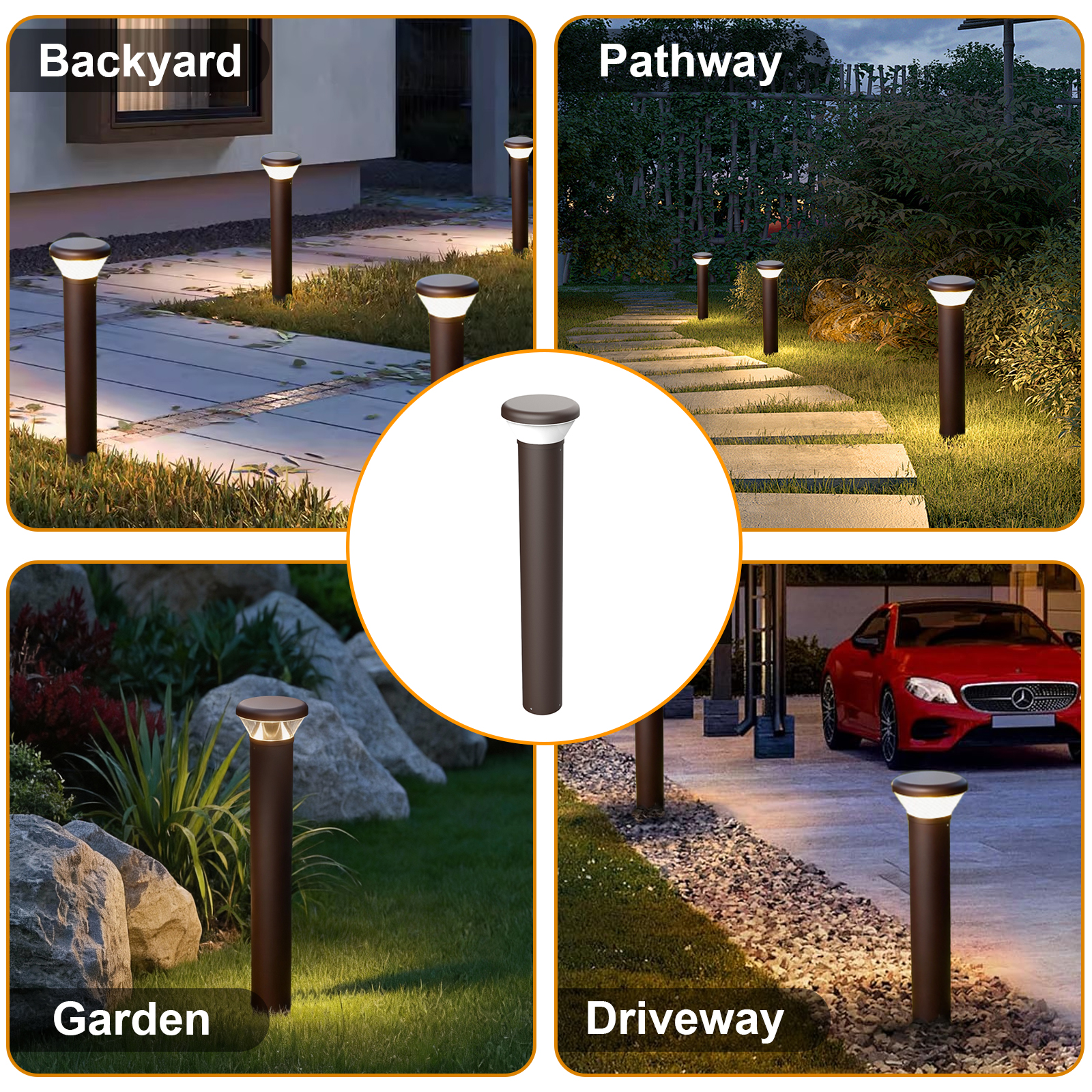Led Bollard Lights 16w 26w Wattage And Cct Adjustable 3000k4000k5000k For Backyard (3)