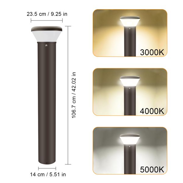 Led Bollard Lights 16w 26w Wattage And Cct Adjustable 3000k4000k5000k For Backyard (7)