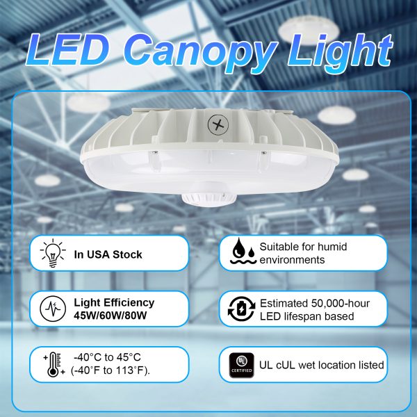Led Canopy Lights 45w 60w 80w Wattage 5000k 120 277vac With Motion Sensor For Gas Station (6)