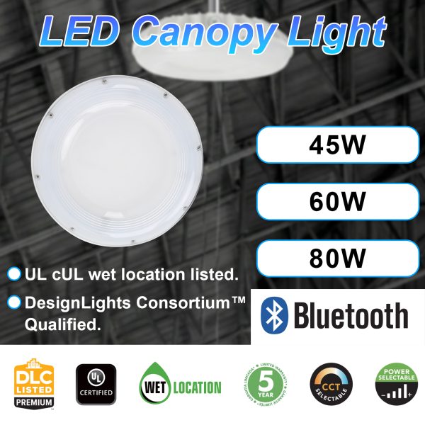 Led Canopy Lights 45w 60w 80w Wattage 5000k 120 277vac With Motion Sensor For Gas Station (7)