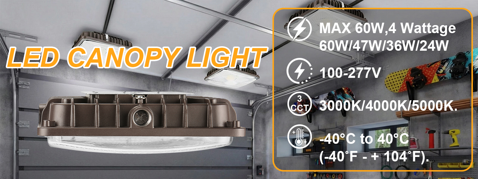 Led Canopy Lights 60w 110w Wattage And Cct Adjustable 120 277vac For Gas Station (6)