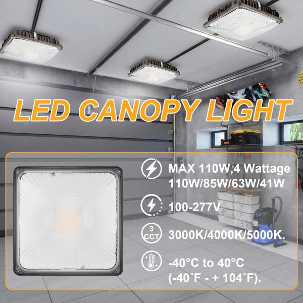Led Canopy Lights 60w 110w Wattage And Cct Adjustable 120 277vac For Gas Station