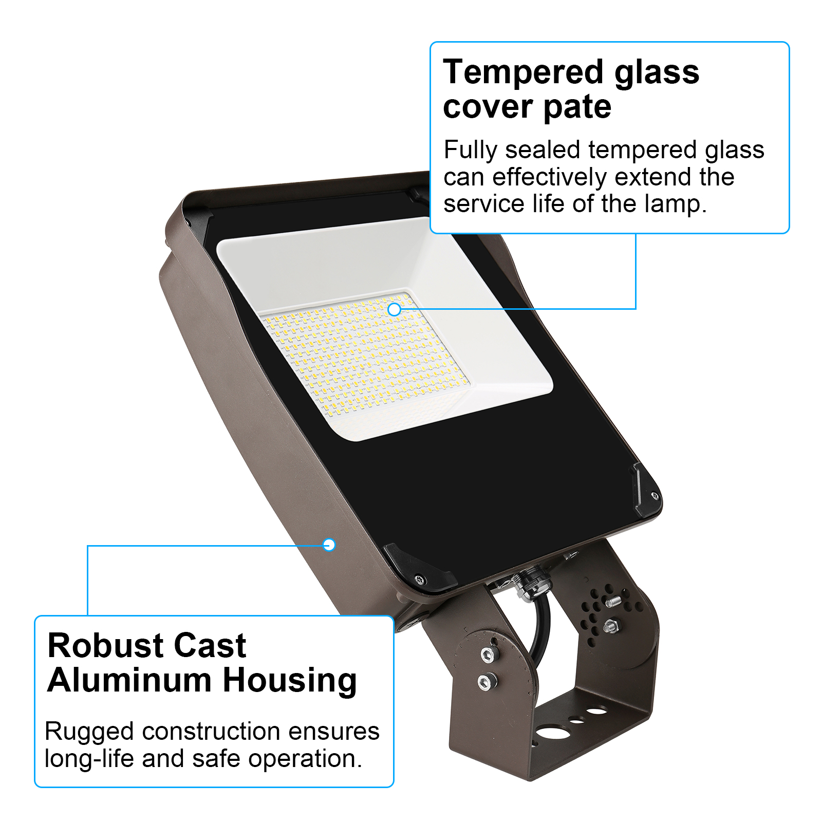 Led Flood Lights 120 277vac Voltage Ip65 Waterproof And Cct Adjustable 3000k4000k5000k With Photocell For Courtyard (3)