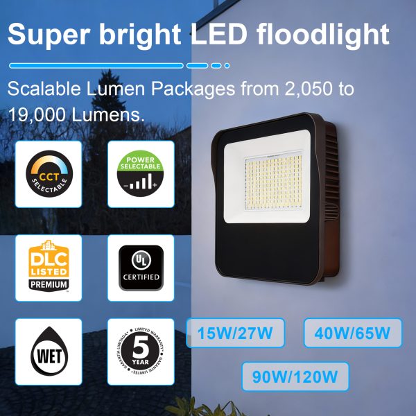 Led Flood Lights 120 277vac Voltage Ip65 Waterproof And Cct Adjustable 3000k4000k5000k With Photocell For Courtyard (7)