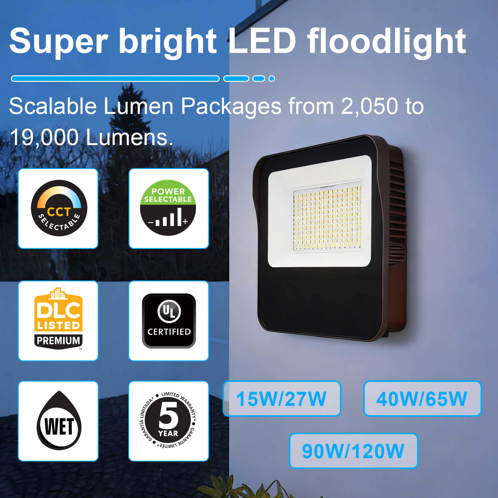 Led Flood Lights 120 277vac Voltage Ip65 Waterproof And Cct Adjustable 3000k4000k5000k With Photocell For Courtyard (7)