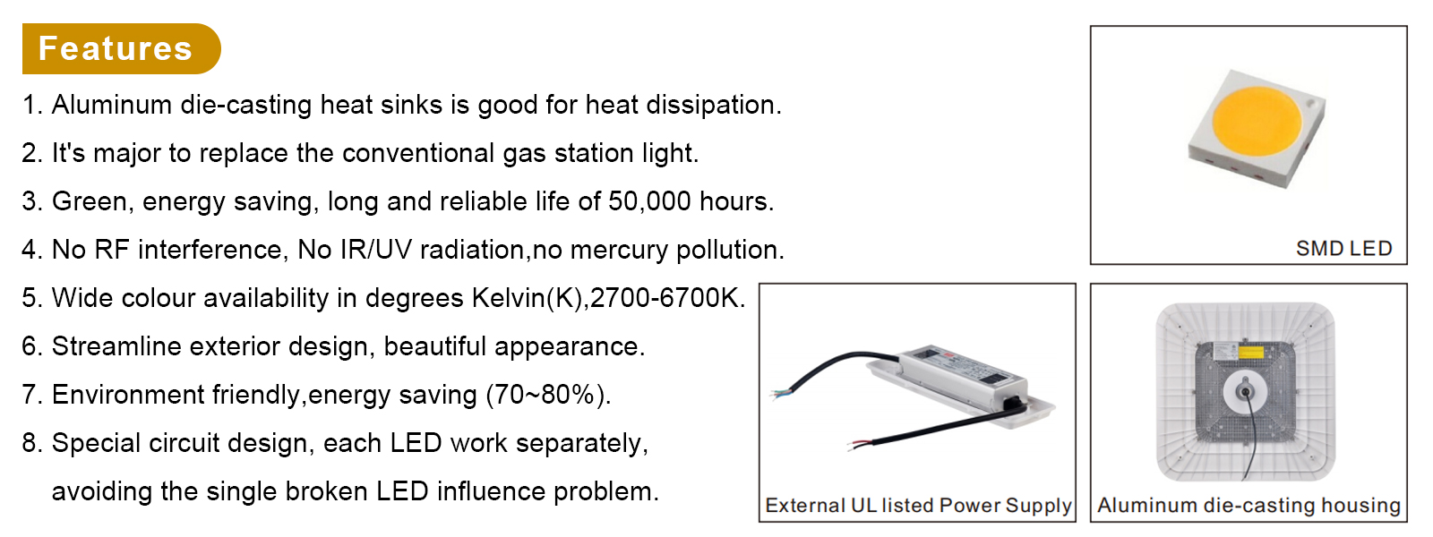 Led Gas Station Canopy Light 100 277vac 150w 5000k Ip65 With Etl Listed For Warehouse (2)