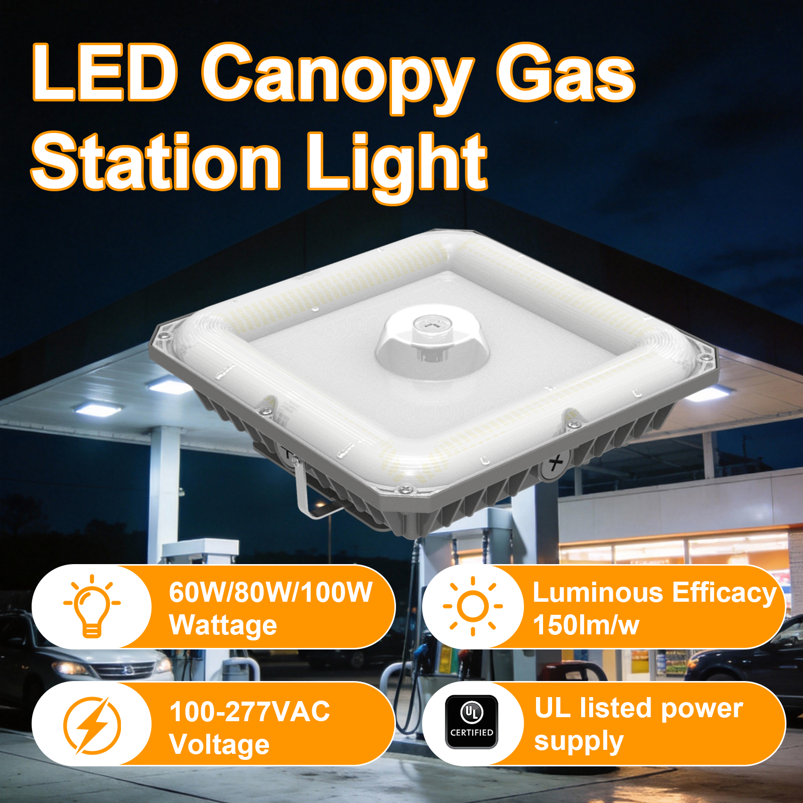 Led Gas Station Canopy Light 100 277vac Wattage Selectable 60w80w100w And Cct Adjustable 3000k4000k5000k Ip65 For Warehouse (6)