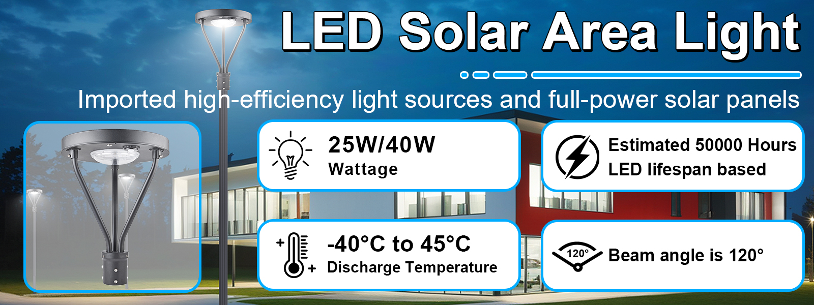 Led Solar Post Top Lights 100 277vac Ip65 And 25w 40w Wattage 5000k With Pir Sensor For Gardens (4)