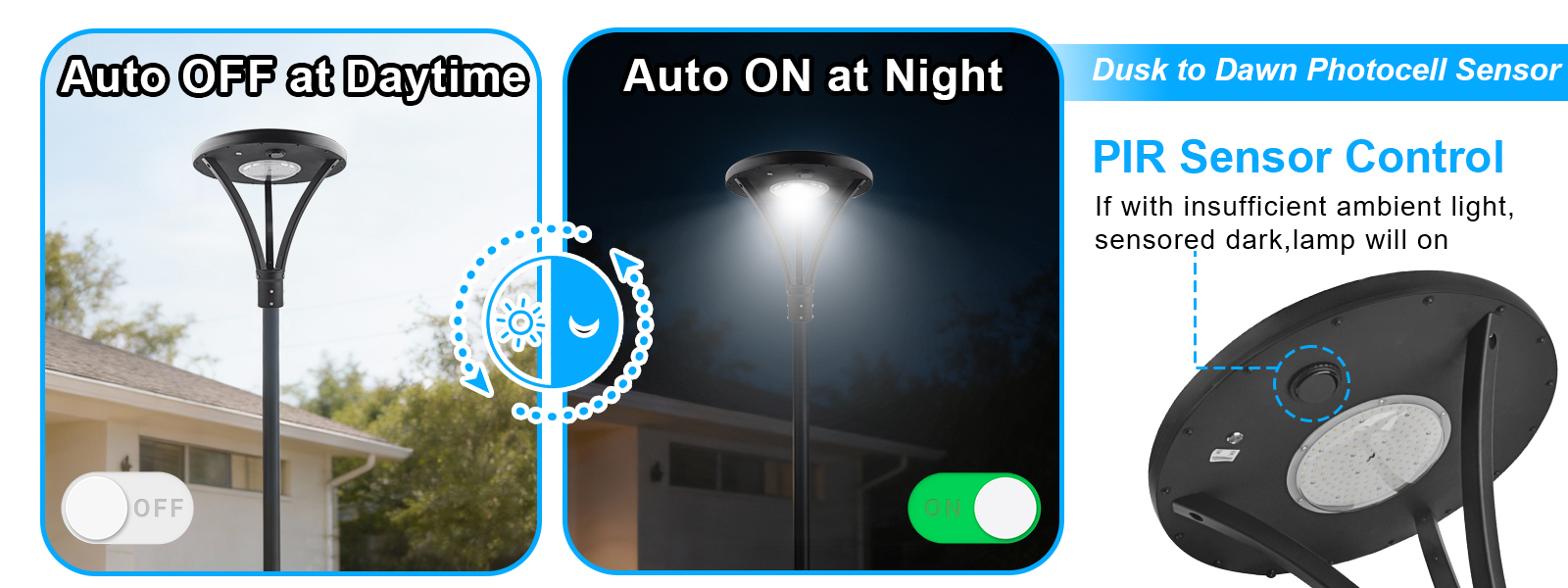 Led Solar Post Top Lights 40w 50w Ip65 Waterproof 5000k With Pir Sensor And Tenon Size 62mm78mm For Gardens (6)