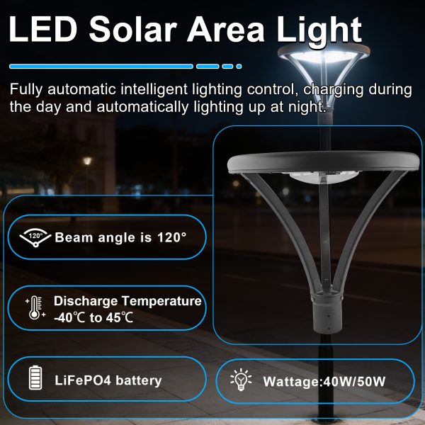Led Solar Post Top Lights 40w 50w Ip65 Waterproof 5000k With Pir Sensor And Tenon Size 62mm78mm For Gardens (7)