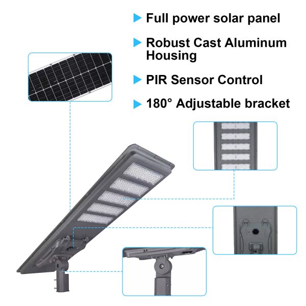 Led Solar Street Lights 150w 200w Ip65 Waterproof 5000k Dusk To Dawn With Pir Sensor For Parking Lots (3)