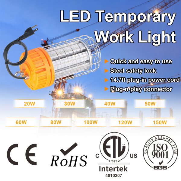 Led Temporary Work Lights 100 277vac 100w 150w 5000k With Hook For Garage (8)