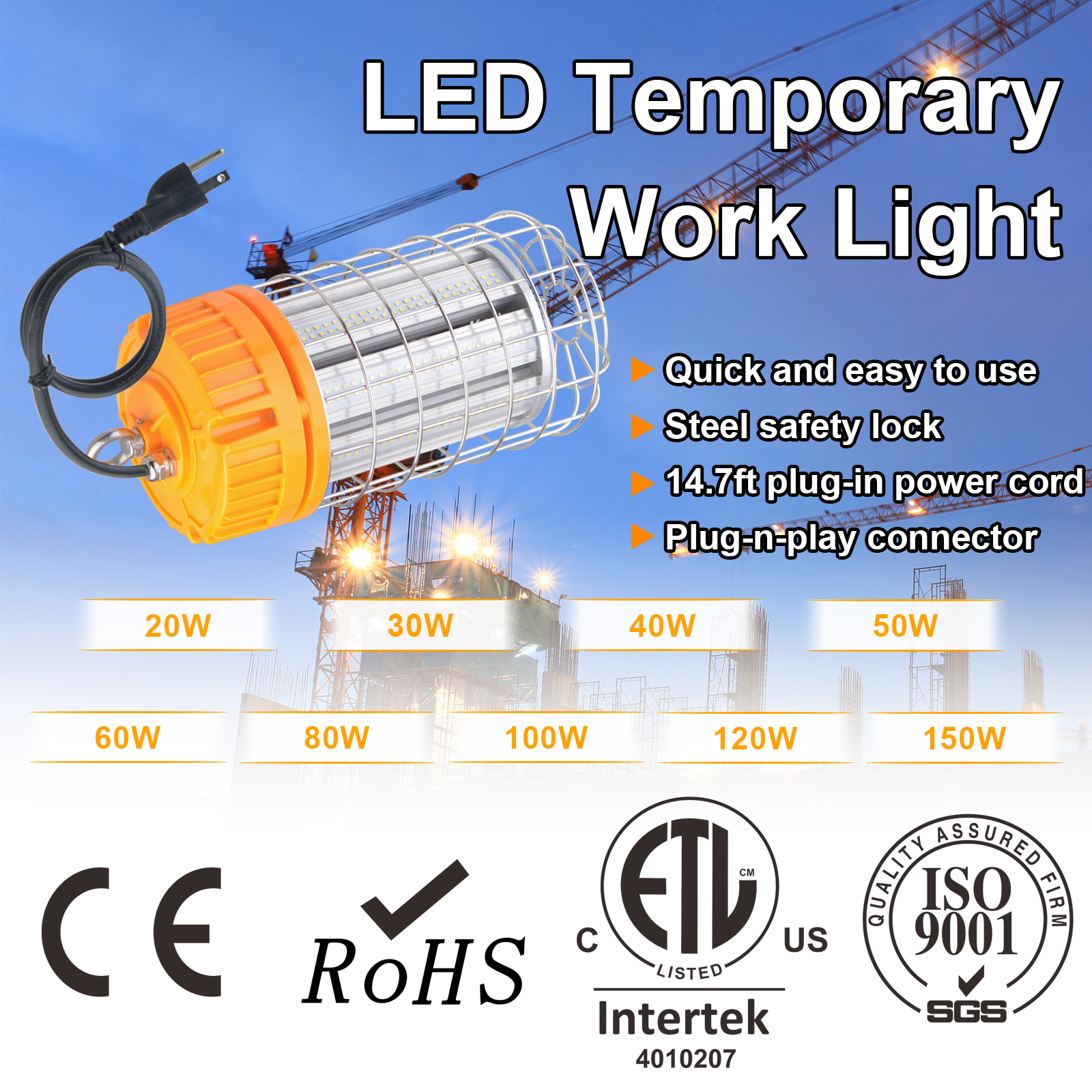 Led Temporary Work Lights 100 277vac 100w 150w 5000k With Hook For Garage (8)