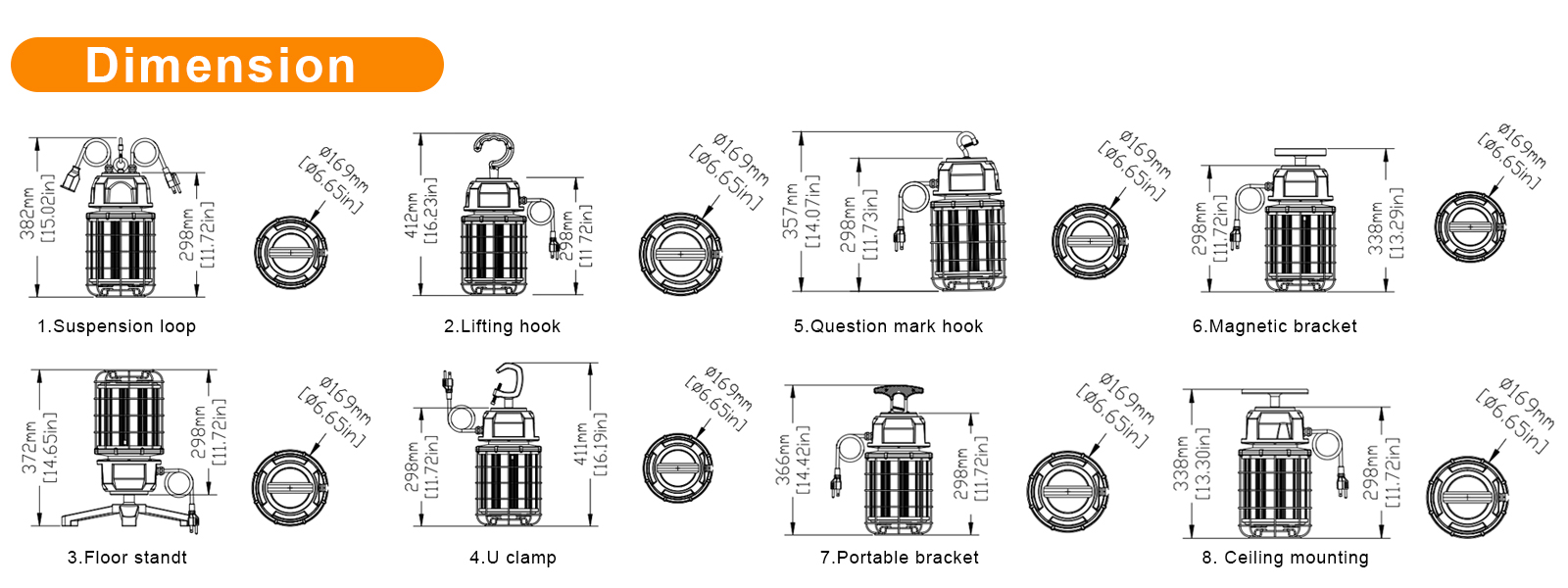 Led Temporary Work Lights 100 277vac Wattage Ajustable 80w100w120w150w 5000k For Garage (10)