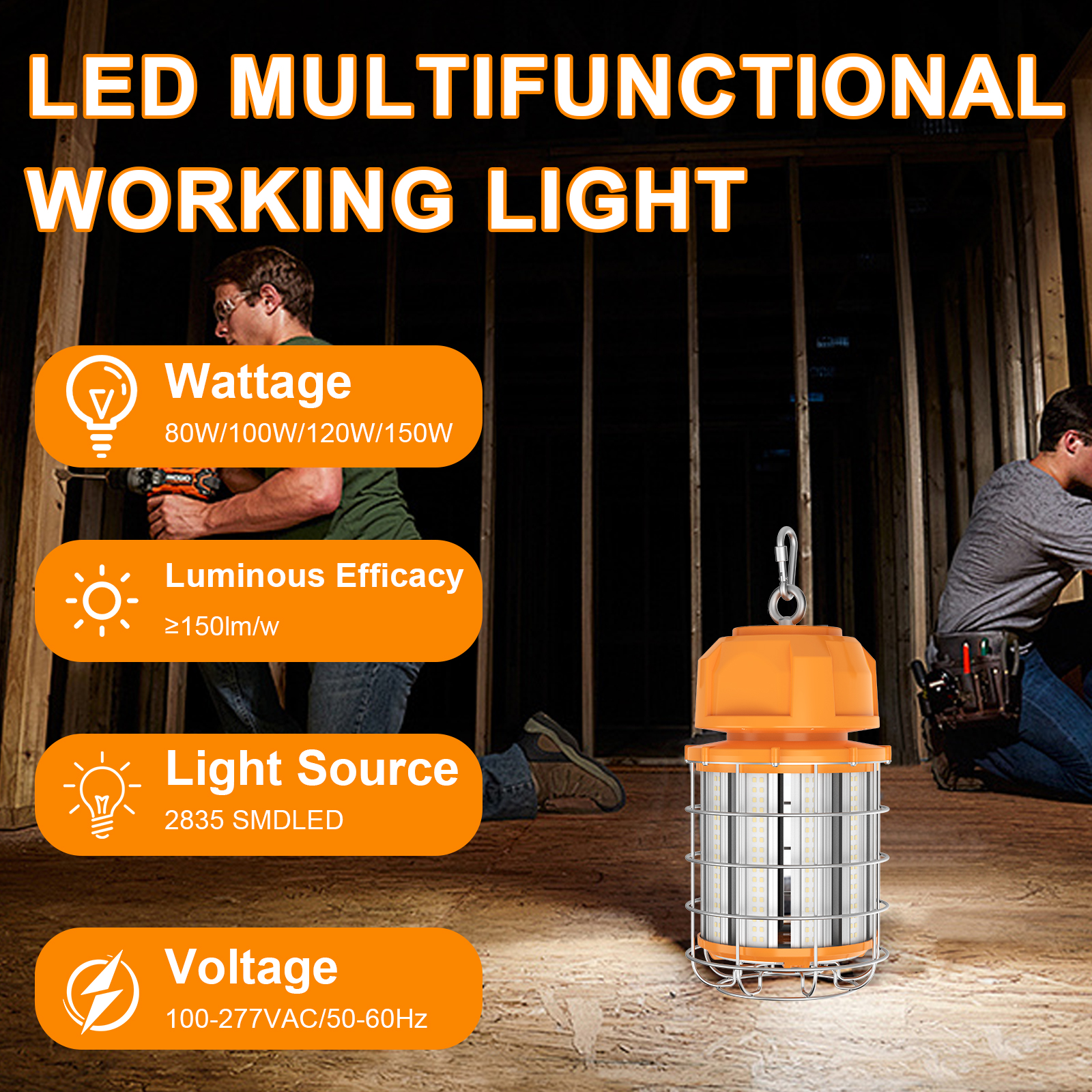 Led Temporary Work Lights 100 277vac Wattage Ajustable 80w100w120w150w Ip64 5000k For Garage (12)