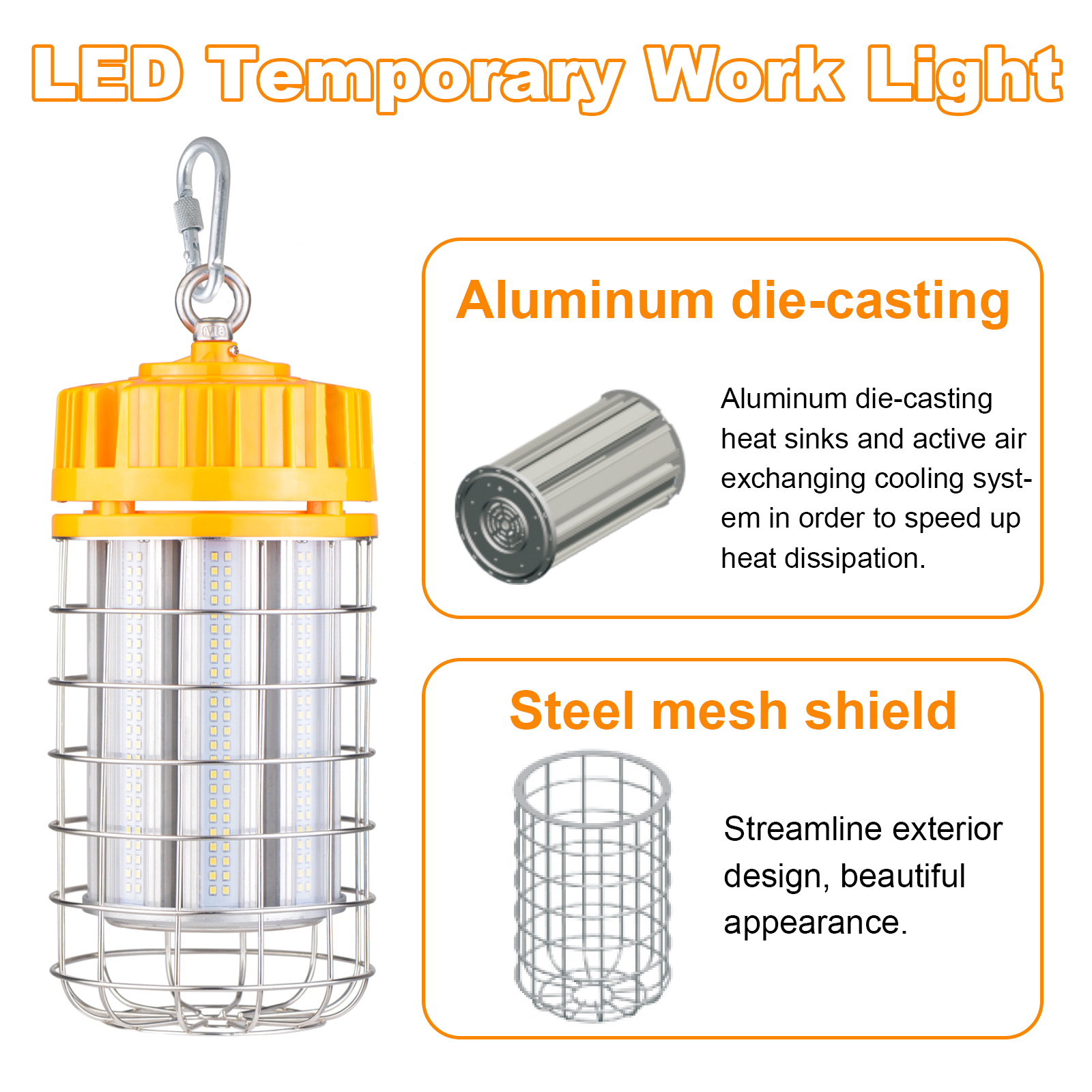 Led Temporary Work Lights Linkable 100 277vac 100w 150w 5000k With Hook For Garage (6)