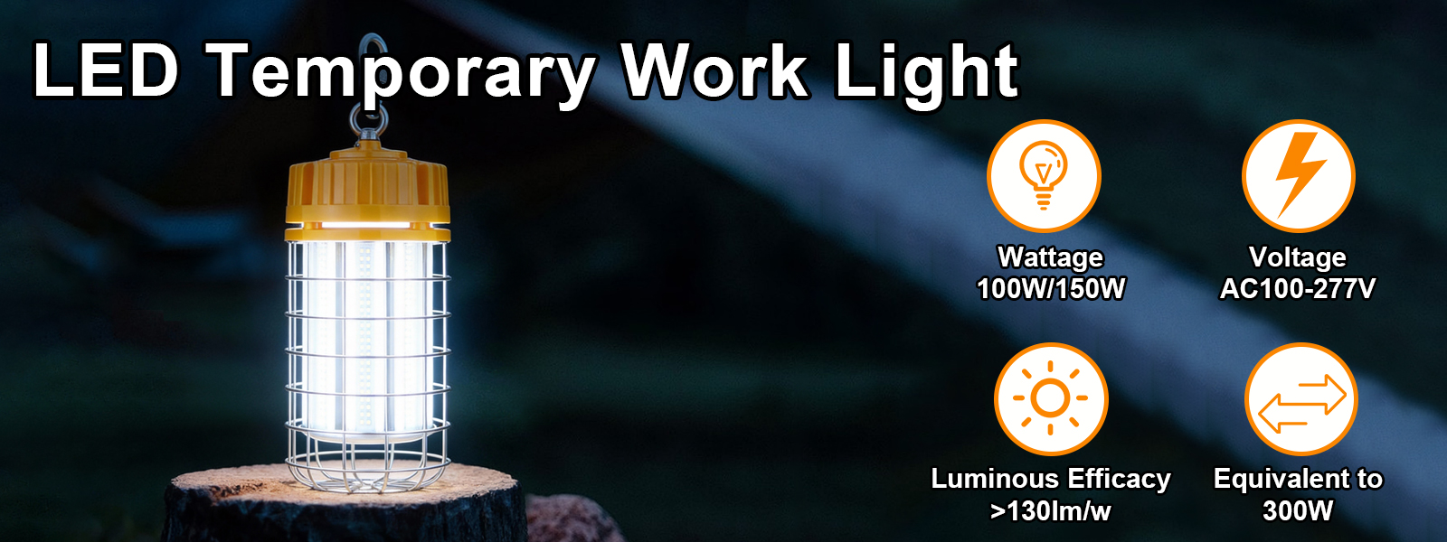 Led Temporary Work Lights Linkable 100 277vac 100w 150w 5000k With Hook For Garage (7)