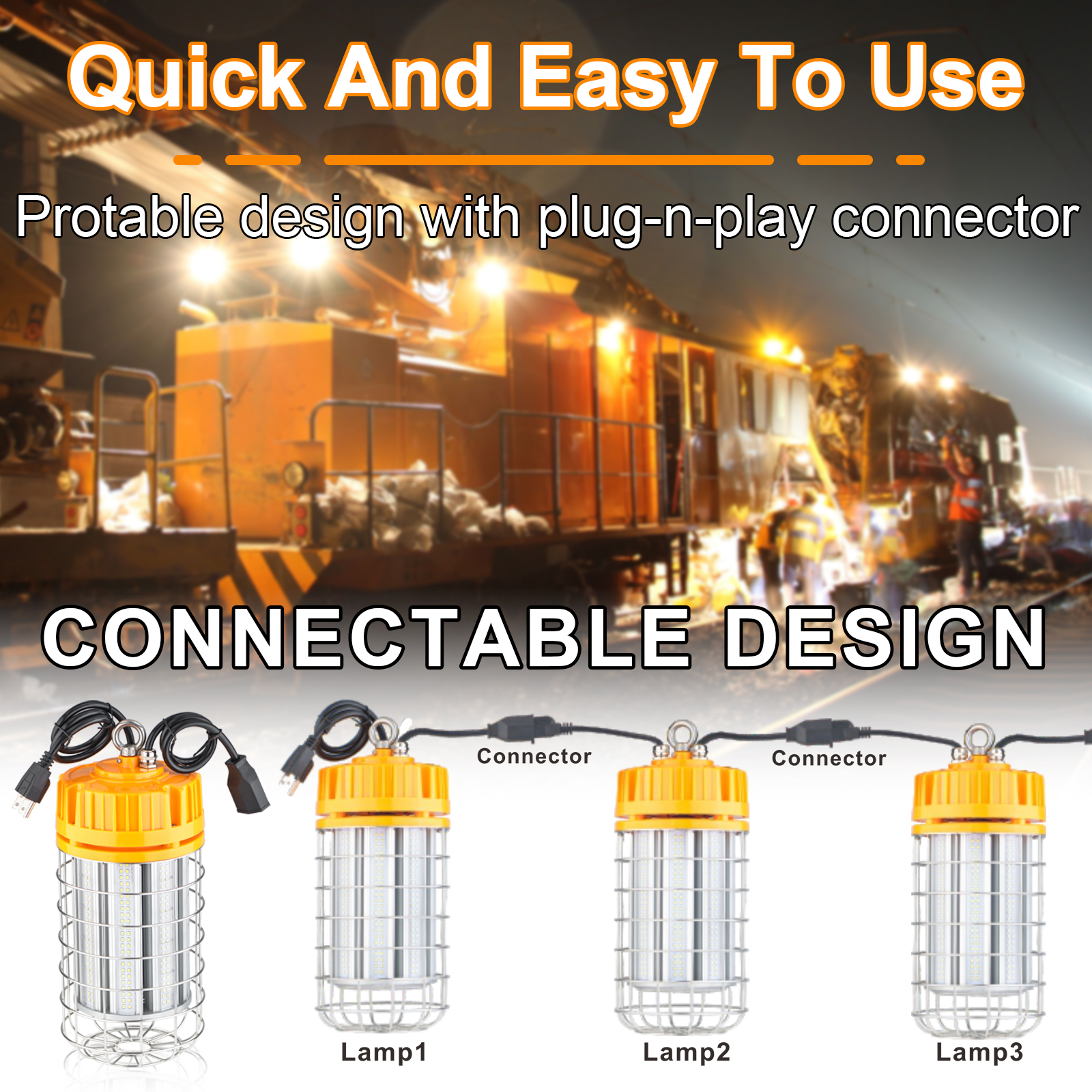 Led Temporary Work Lights Linkable 100 277vac 100w 150w 5000k With Hook For Garage (8)