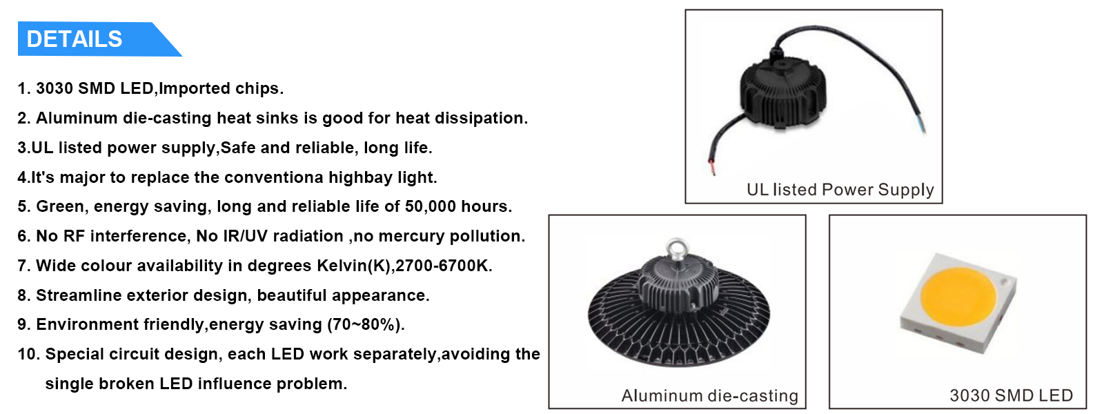 Ufo Led Highbay Light 60w 100w 150w 240w 5000k 120 Degree With Ul Listed Driver For Warehouse (1)