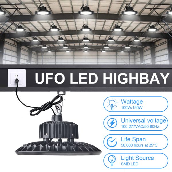 Ufo Led Highbay Light 60w 100w 150w 240w 5000k 120 Degree With Ul Listed Driver For Warehouse (6)