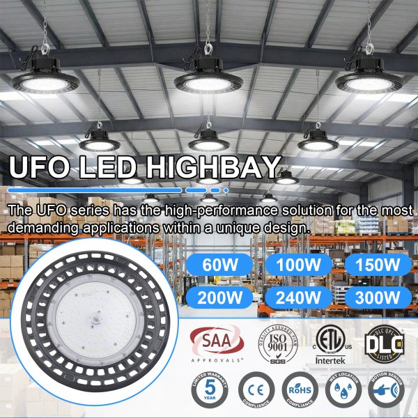 Ufo Led Highbay Light 60w 100w 150w 240w 5000k 120 Degree With Ul Listed Driver For Warehouse (7)