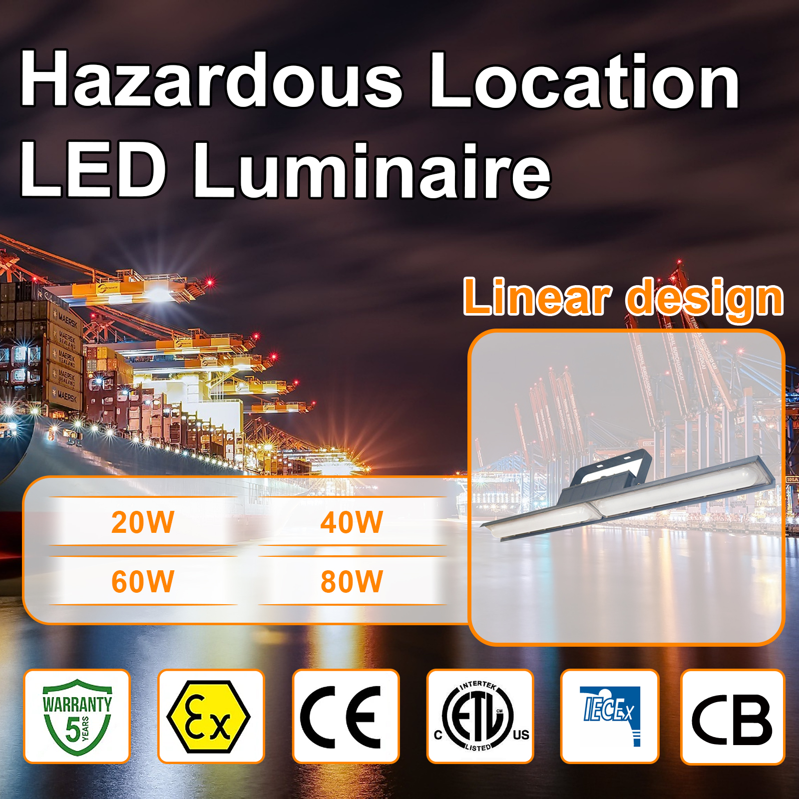 Hazardous Led Flood Explosion Proof Lights 100 277vac 20w 40w 60w 80w 4000k 5000k Ip66 With Etl Ul Listed For Factory (9)