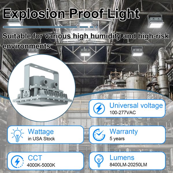 Hazardous Led Flood Explosion Proof Lights 60w 80w 100w 150w 5000k Ip65 With Etl Ul Listed For Fossil Field (10)