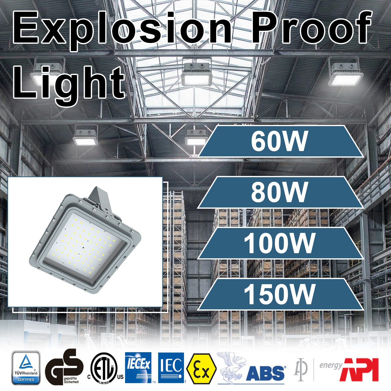 Hazardous Led Flood Explosion Proof Lights 60w 80w 100w 150w 5000k Ip65 With Etl Ul Listed For Fossil Field (11)