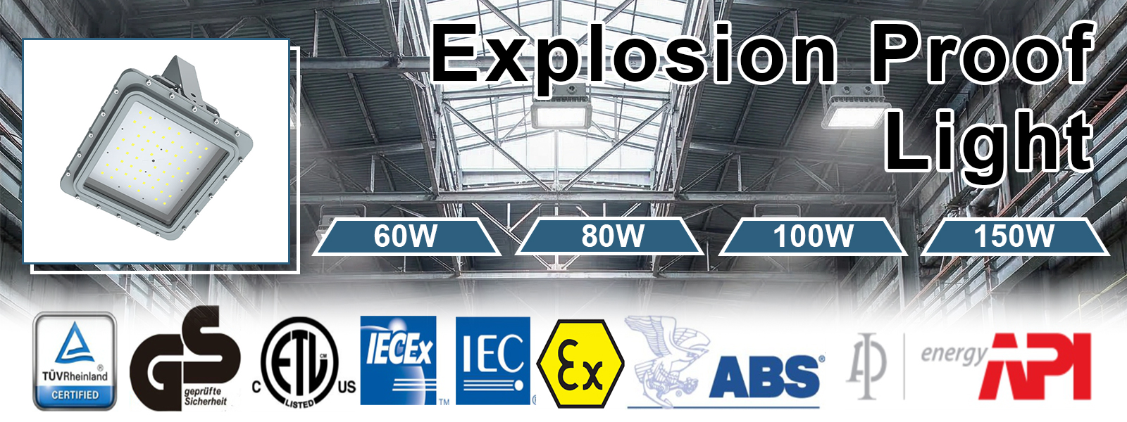 Hazardous Led Flood Explosion Proof Lights 60w 80w 100w 150w 5000k Ip65 With Etl Ul Listed For Fossil Field (7)