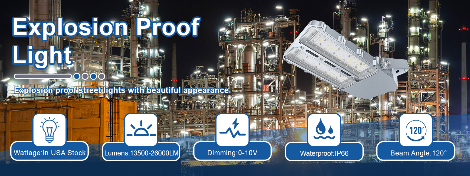 Led Explosion Proof Street Lights 100w 150w 200w 5000k Ip66 With Etl Ul Listed For Petrochemical Plant (3)
