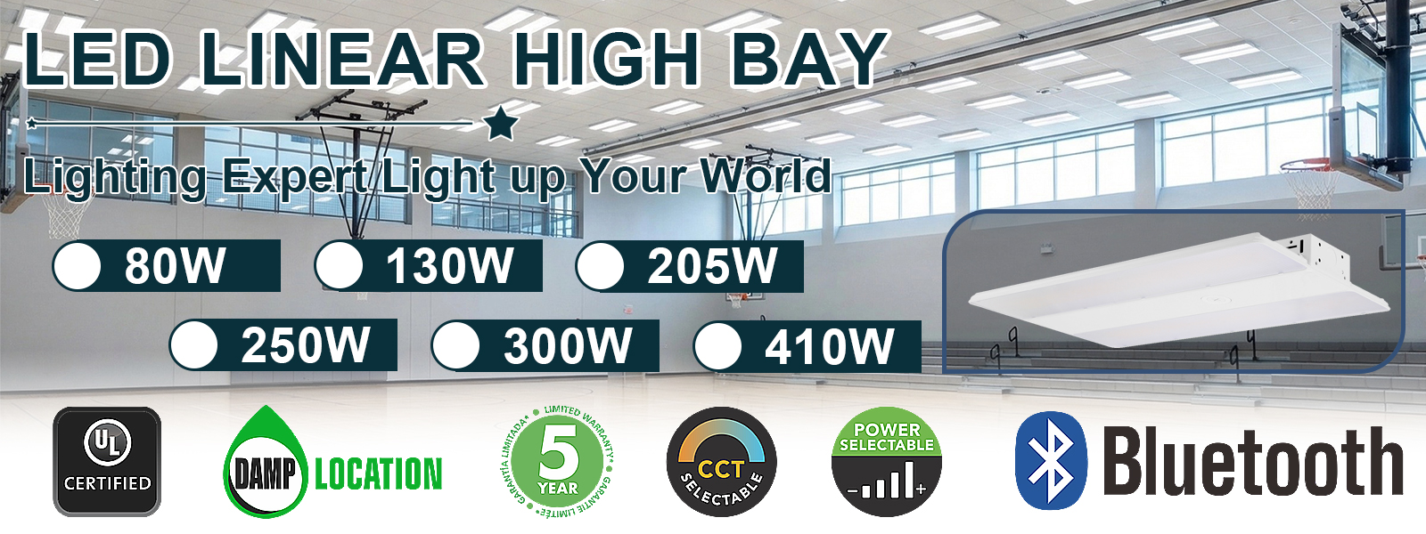 Led Linear High Bay Light 80w 130w 160w 205w 250w 300w 410w Wattage Selectable And Cct Adjustable 4000k5000k For Gymnasium (7)