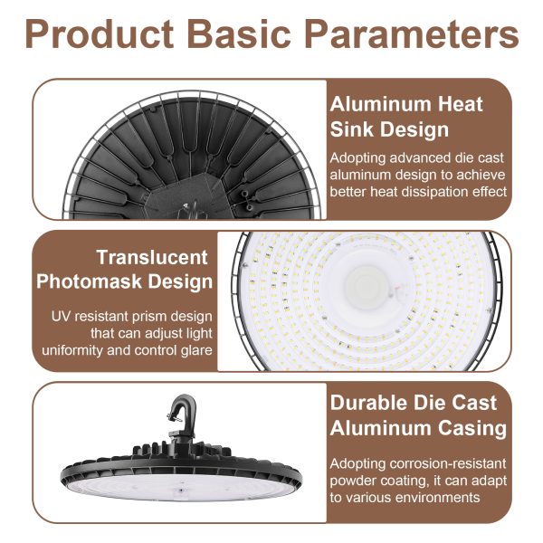 Led Ufo High Bay Light 100w 150w 160w 210w 230w 235w And Cct Ajustable 3000k4000k5000k Dark Bronze With Dlc Listed For Factory (5)