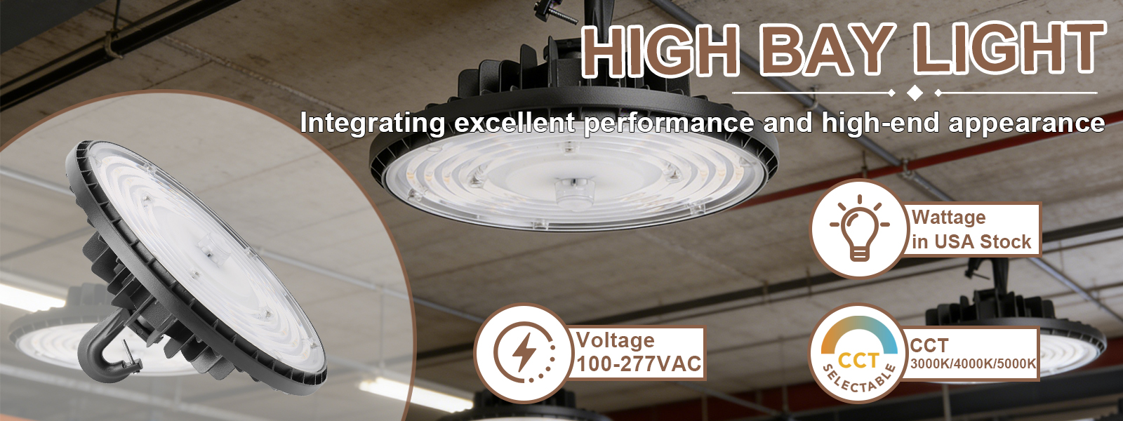 Led Ufo High Bay Light 100w 150w 160w 210w 230w 235w And Cct Ajustable 3000k4000k5000k Dark Bronze With Dlc Listed For Factory (6)