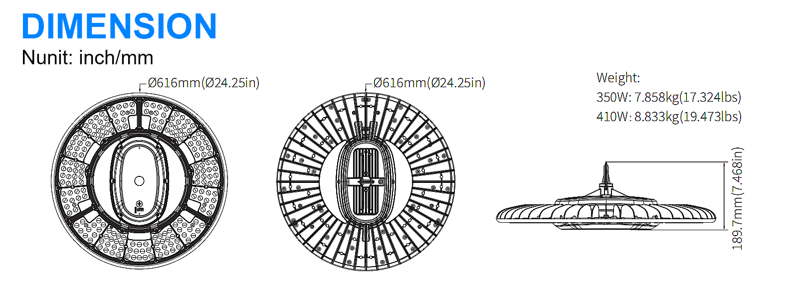 Led Ufo High Bay Light 340w 350w 410w Dark Bronze 5000k With Dlc Listed For Warehouse (5)
