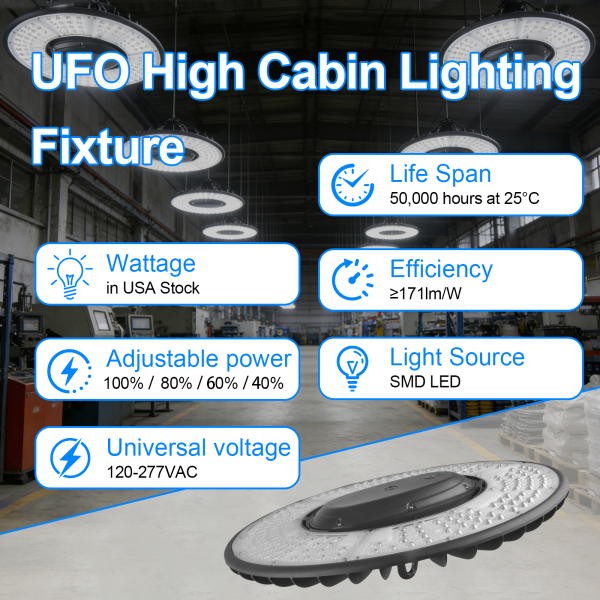 Led Ufo High Bay Light 340w 350w 410w Dark Bronze 5000k With Dlc Listed For Warehouse (6)