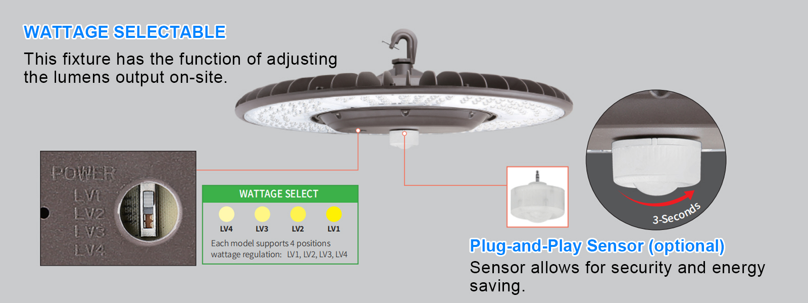 Led Ufo High Bay Light 340w 350w 410w Dark Bronze 5000k With Dlc Listed For Warehouse (6)