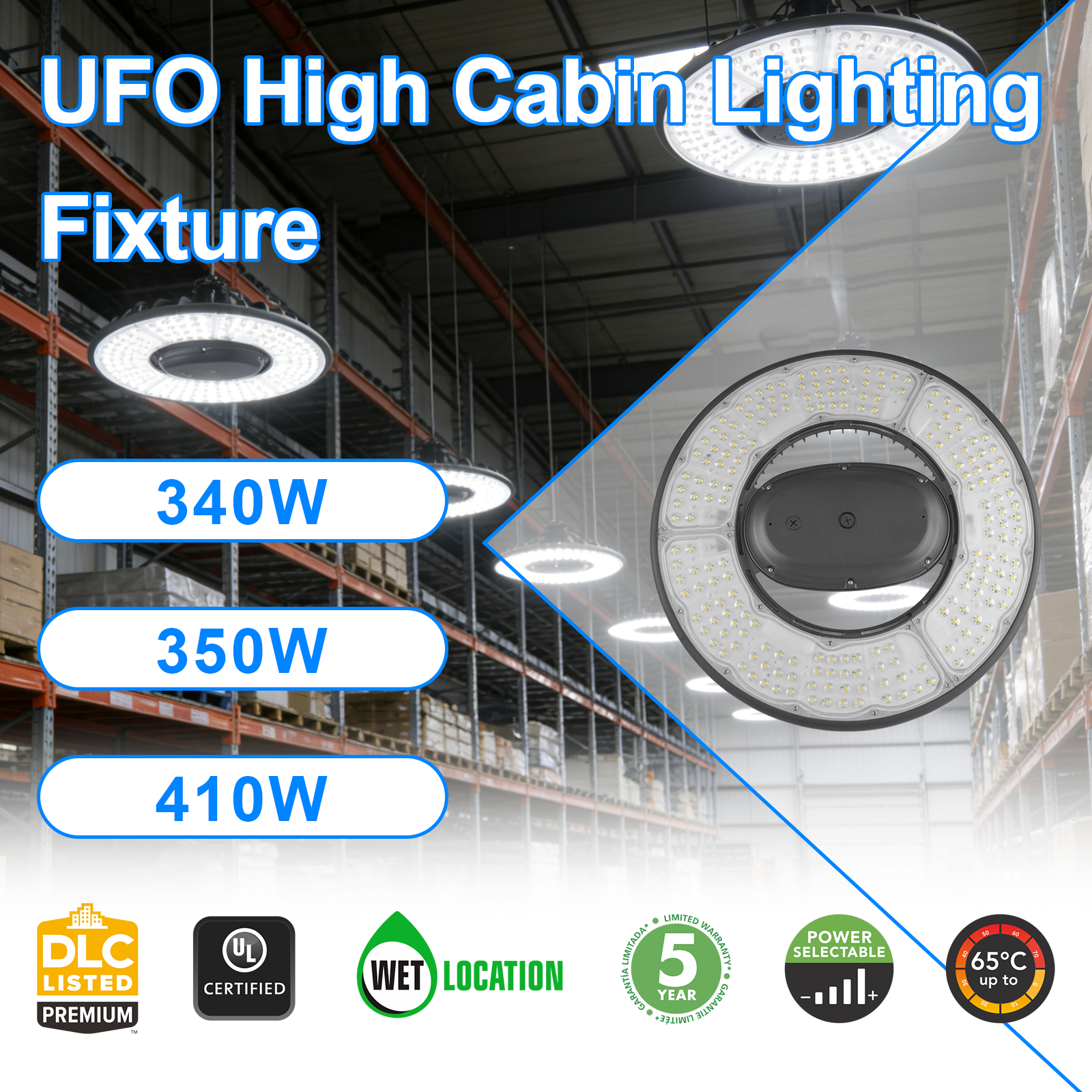 Led Ufo High Bay Light 340w 350w 410w Dark Bronze 5000k With Dlc Listed For Warehouse (7)